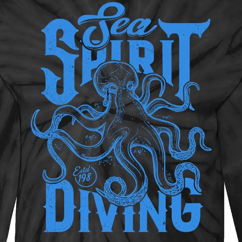 Sea Spirit Diving Funny Fishing Poster Tie-Dye Long Sleeve Shirt