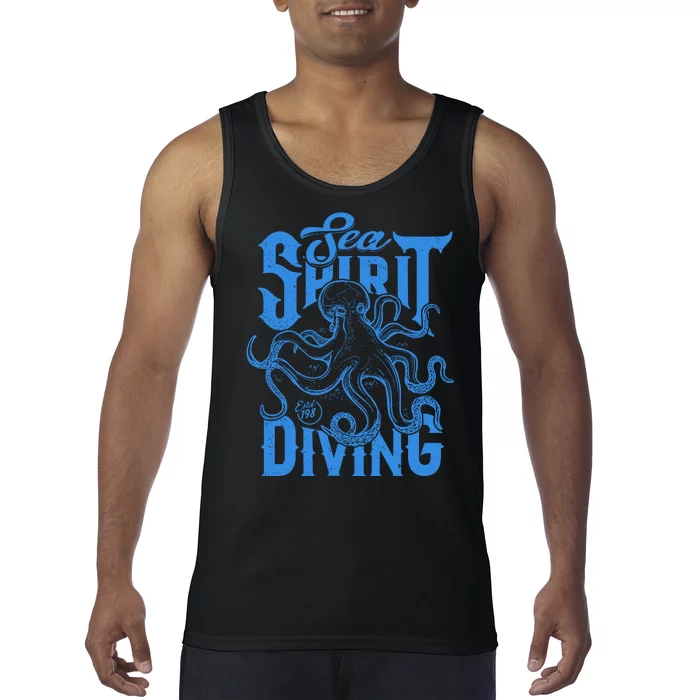 Sea Spirit Diving Funny Fishing Poster Tank Top