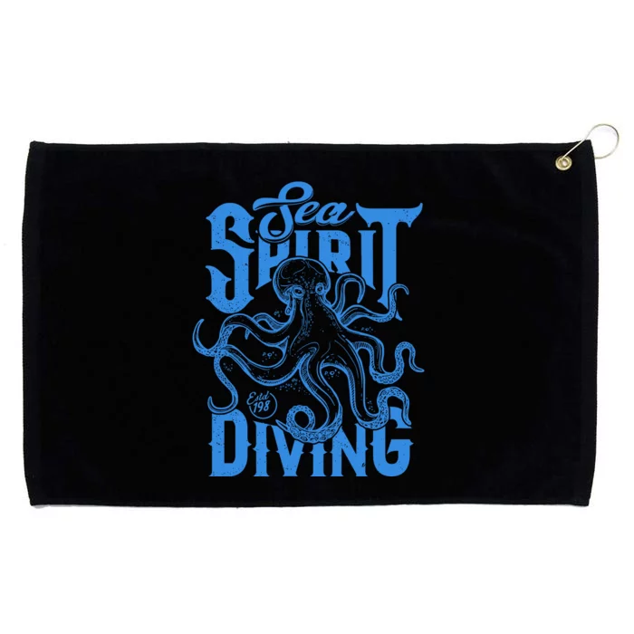 Sea Spirit Diving Funny Fishing Poster Grommeted Golf Towel