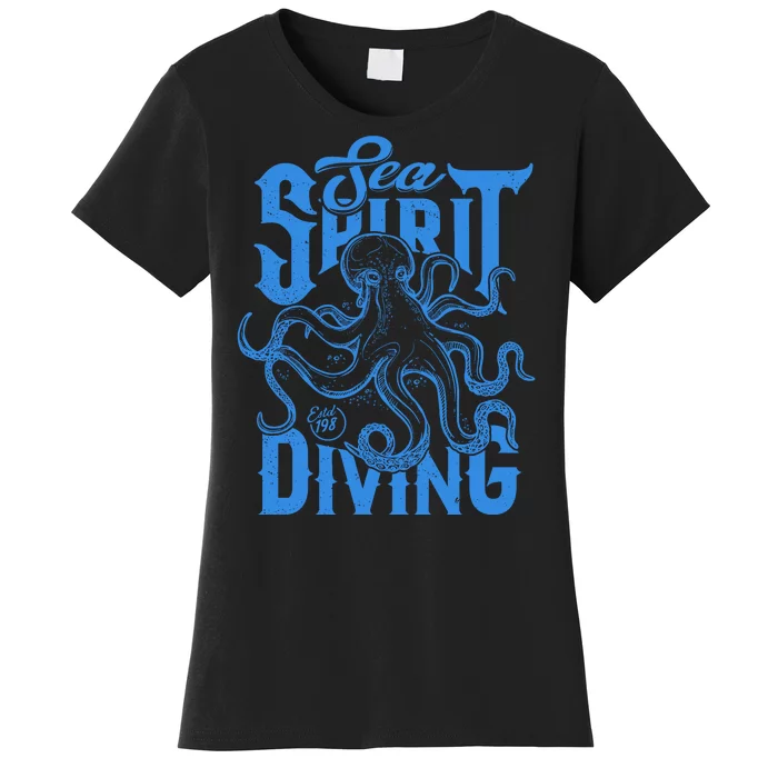 Sea Spirit Diving Funny Fishing Poster Women's T-Shirt