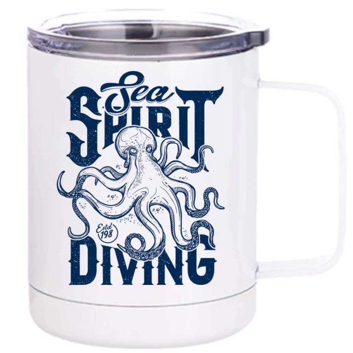 Sea Spirit Diving Funny Fishing Poster Front & Back 12oz Stainless Steel Tumbler Cup