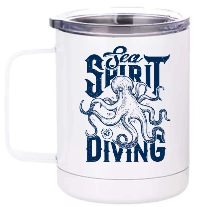 Sea Spirit Diving Funny Fishing Poster Front & Back 12oz Stainless Steel Tumbler Cup