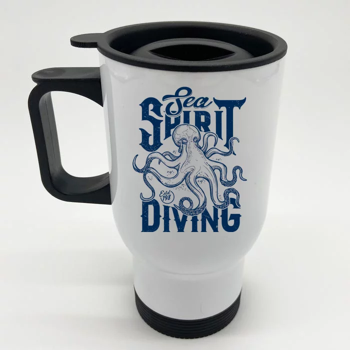 Sea Spirit Diving Funny Fishing Poster Front & Back Stainless Steel Travel Mug