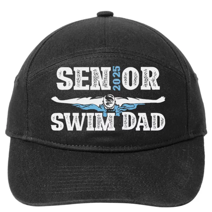 Swim Senior Dad 2025 Proud Swimming Senior Father 2025 7-Panel Snapback Hat