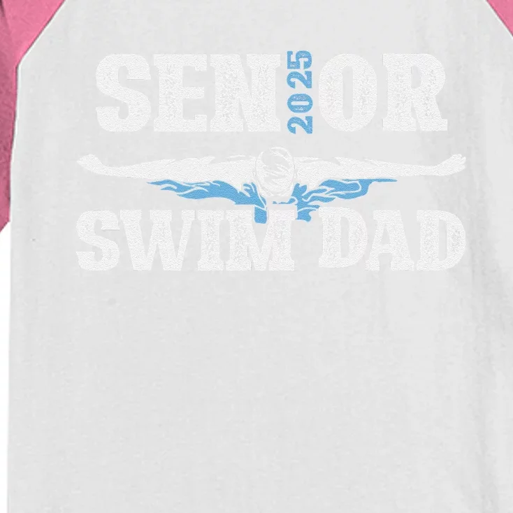 Swim Senior Dad 2025 Proud Swimming Senior Father 2025 Kids Colorblock Raglan Jersey