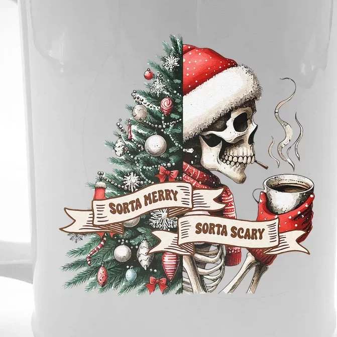 Santa Skeleton Drink Cofee Christmas Tree Front & Back Beer Stein