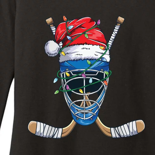 Santa Sports Design For Christmas Hockey Player Womens CVC Long Sleeve Shirt