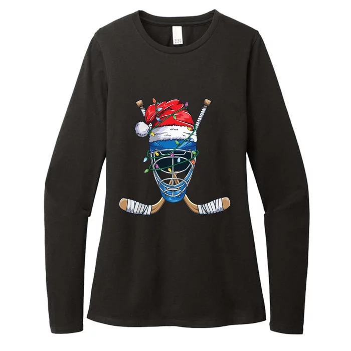 Santa Sports Design For Christmas Hockey Player Womens CVC Long Sleeve Shirt