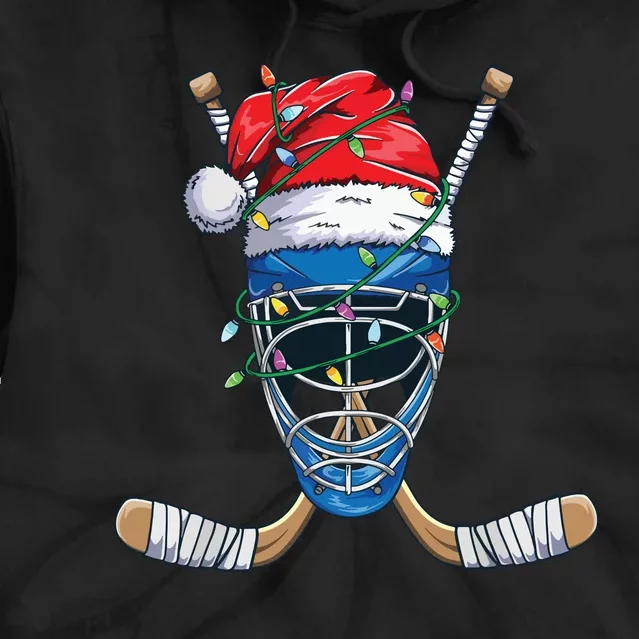 Santa Sports Design For Christmas Hockey Player Tie Dye Hoodie