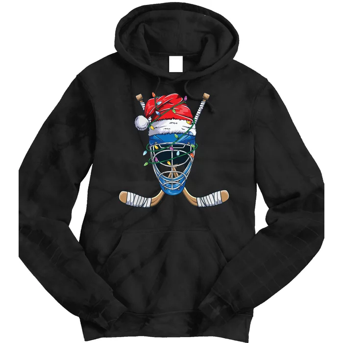 Santa Sports Design For Christmas Hockey Player Tie Dye Hoodie