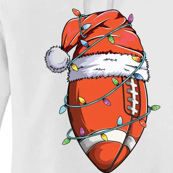 Santa Sports Design For Christmas Football Player Women's Pullover Hoodie