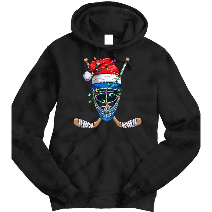 Santa Sports Design Christmas Hockey Player Tie Dye Hoodie