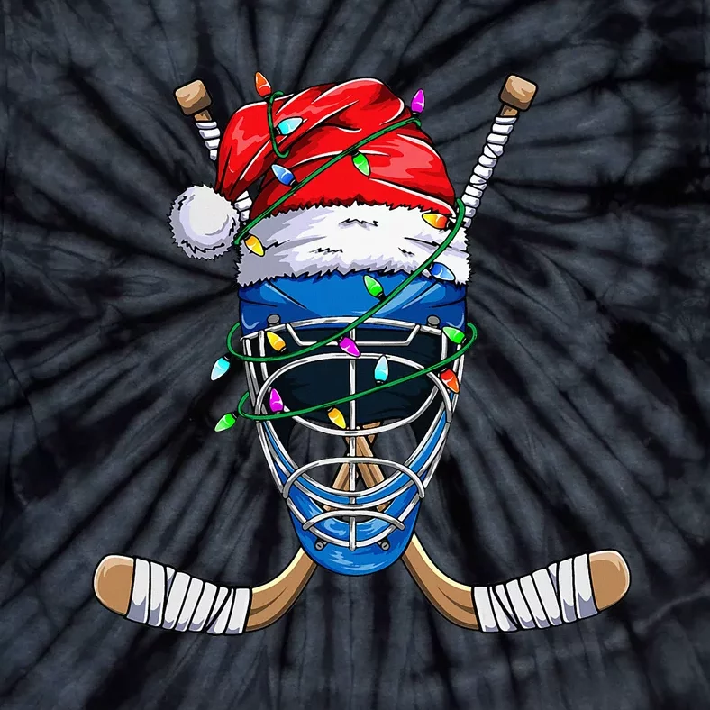 Santa Sports Design Christmas Hockey Player Tie-Dye T-Shirt