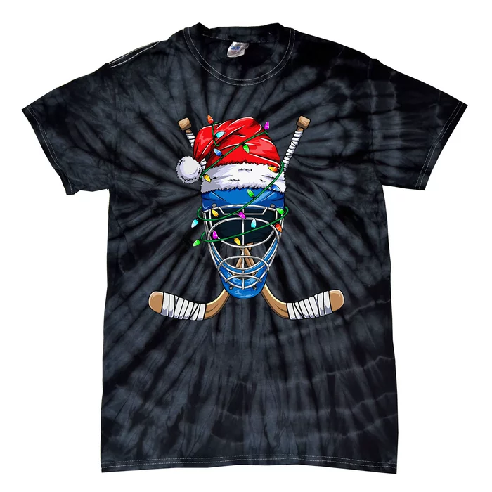 Santa Sports Design Christmas Hockey Player Tie-Dye T-Shirt