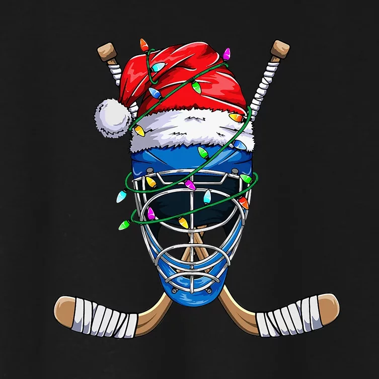 Santa Sports Design Christmas Hockey Player Women's Crop Top Tee