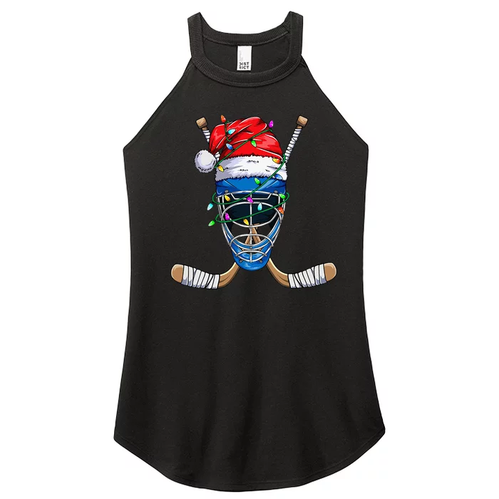 Santa Sports Design Christmas Hockey Player Women’s Perfect Tri Rocker Tank