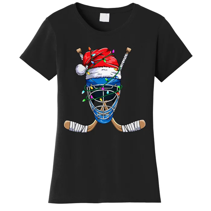 Santa Sports Design Christmas Hockey Player Women's T-Shirt