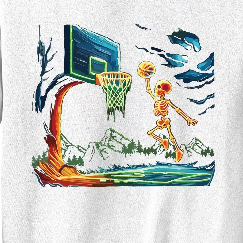 Skeleton Slam Dunk Hoop Basketball Halloween Boy Fans Sweatshirt