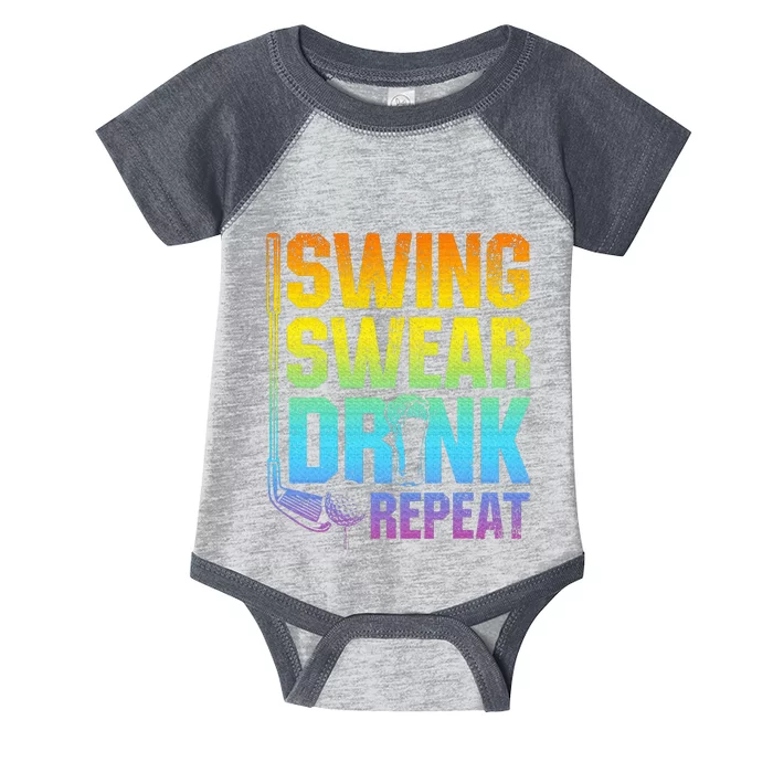 Swing Swear Drink Repeat Funny Golf Saying Infant Baby Jersey Bodysuit