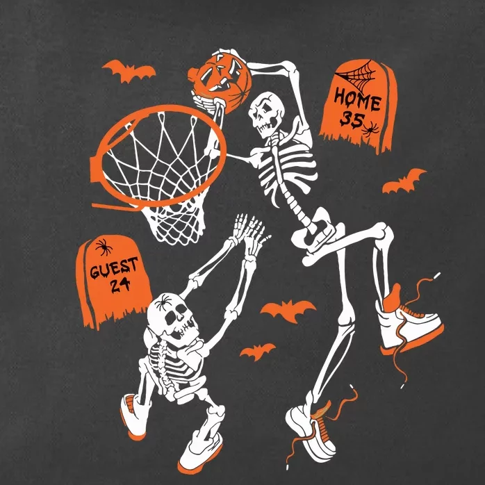 Spooky Skeleton Dunking Basketball Graveyard Halloween Zip Tote Bag