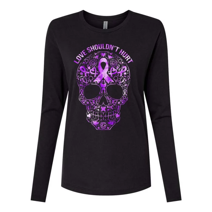 Sugar Skull Domestic Violence Awareness Womens Cotton Relaxed Long Sleeve T-Shirt