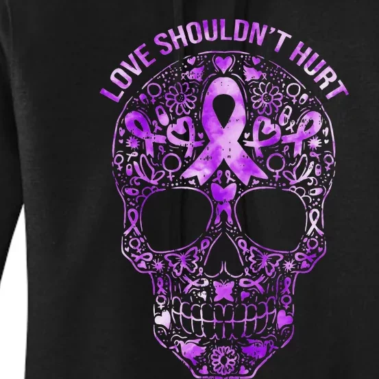 Sugar Skull Domestic Violence Awareness Women's Pullover Hoodie