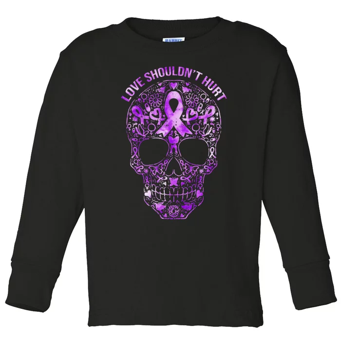 Sugar Skull Domestic Violence Awareness Toddler Long Sleeve Shirt