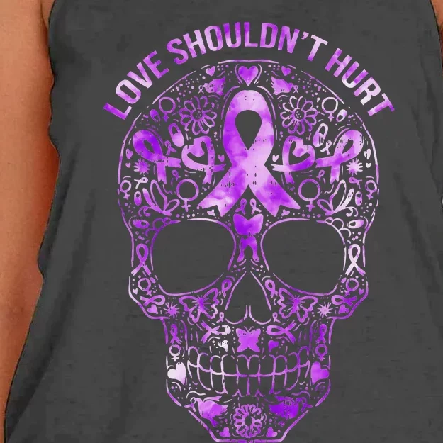 Sugar Skull Domestic Violence Awareness Women's Knotted Racerback Tank