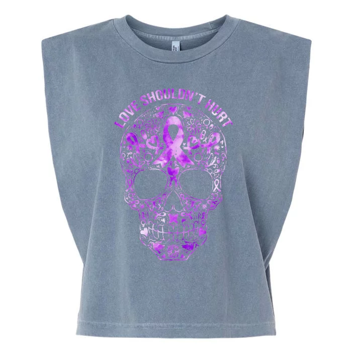 Sugar Skull Domestic Violence Awareness Garment-Dyed Women's Muscle Tee