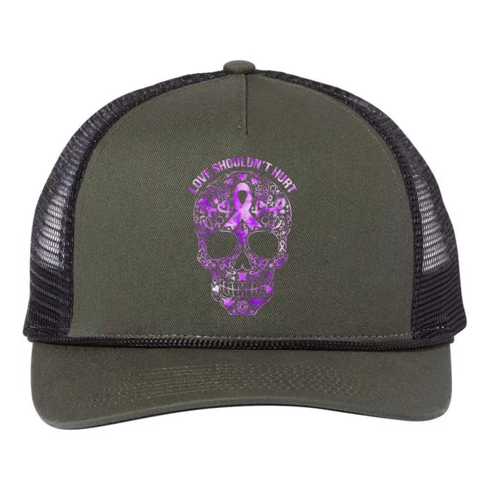 Sugar Skull Domestic Violence Awareness Retro Rope Trucker Hat Cap