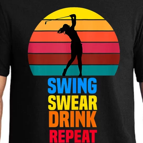 Swing Swear Drink Repeat Funny Golfer Golf Lovers Quote Pajama Set