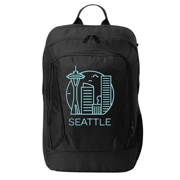 Simple Seattle Downtown Cityscape Emerald Color City Backpack