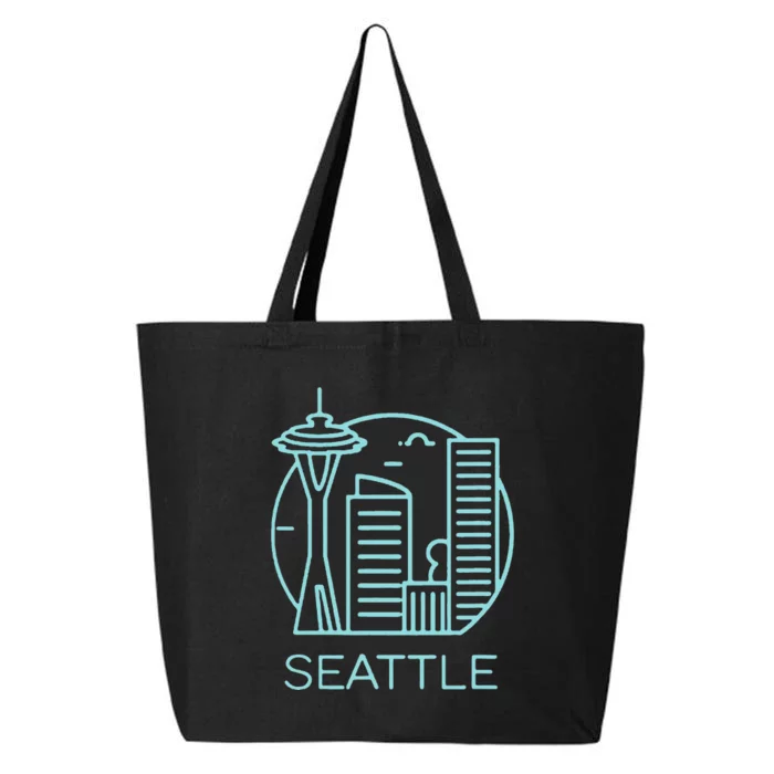 Simple Seattle Downtown Cityscape Emerald Color 25L Jumbo Tote