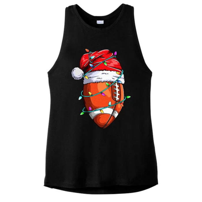 Santa Sports Design For  Christmas Football Player Ladies Tri-Blend Wicking Tank