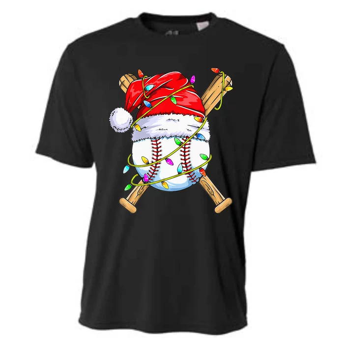 Santa Sports Design For Christmas Baseball Player Cooling Performance Crew T-Shirt