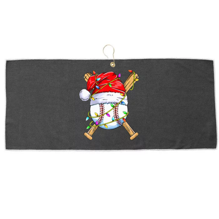 Santa Sports Design For Christmas Baseball Player Large Microfiber Waffle Golf Towel