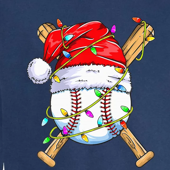 Santa Sports Design For Christmas Baseball Player Garment-Dyed Sweatshirt