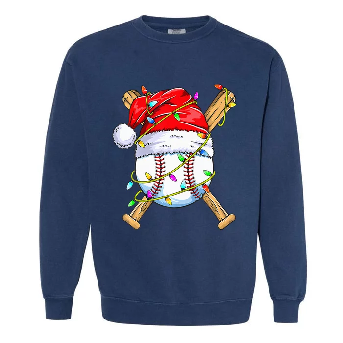 Santa Sports Design For Christmas Baseball Player Garment-Dyed Sweatshirt