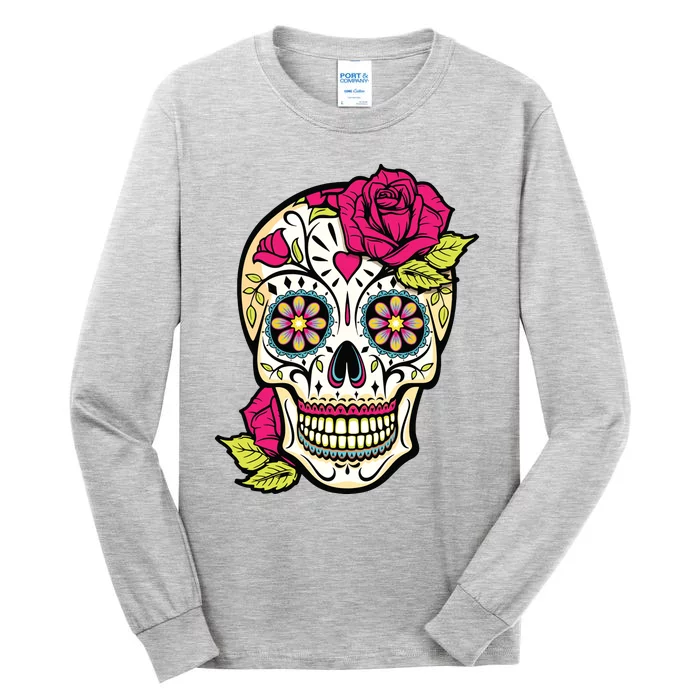 Sugar Skull Day Of The Dead Dia De Los Muertos Flowers Tall Long Sleeve T-Shirt