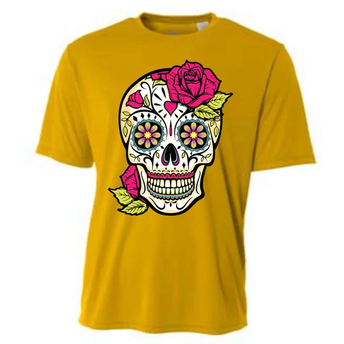 Sugar Skull Day Of The Dead Dia De Los Muertos Flowers Cooling Performance Crew T-Shirt