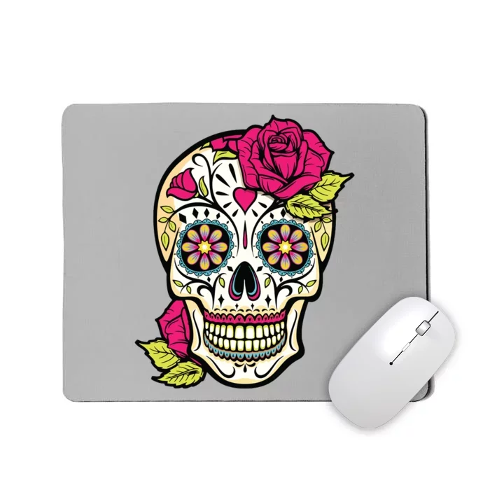 Sugar Skull Day Of The Dead Dia De Los Muertos Flowers Mousepad