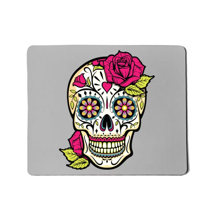 Sugar Skull Day Of The Dead Dia De Los Muertos Flowers Mousepad