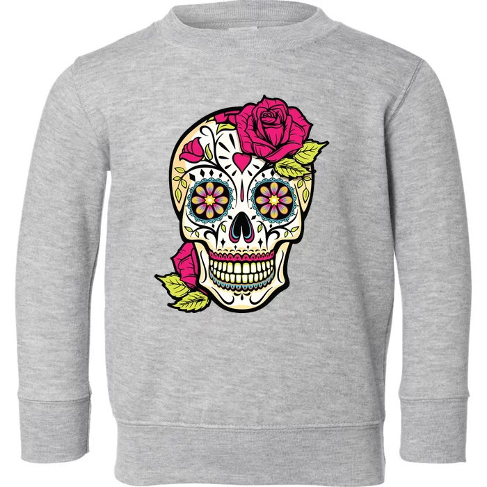 Sugar Skull Day Of The Dead Dia De Los Muertos Flowers Toddler Sweatshirt