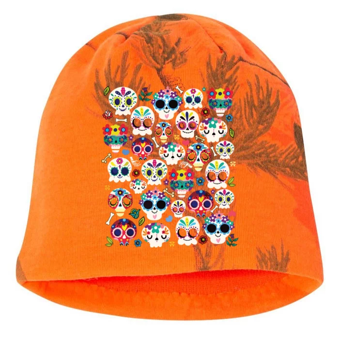 Sugar Skull Dia De Los Muertos Funny Day Of The Dead Kati - Camo Knit Beanie