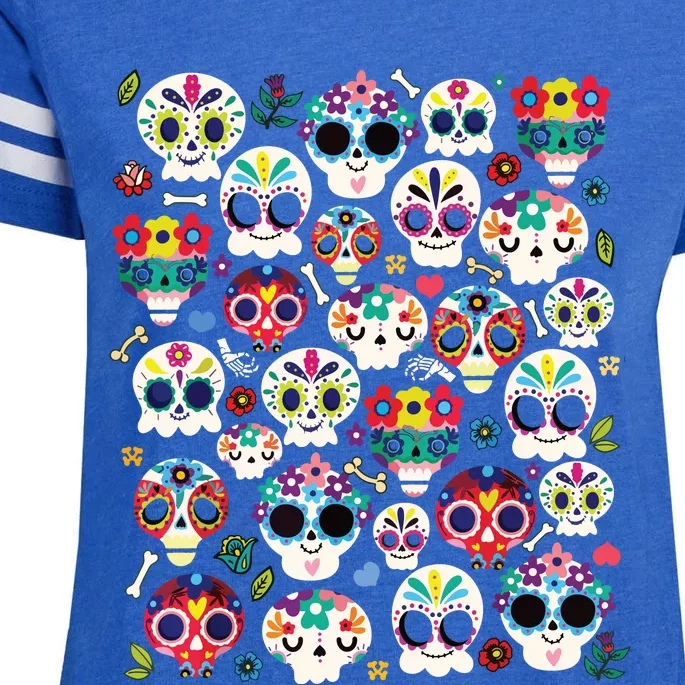 Sugar Skull Dia De Los Muertos Funny Day Of The Dead Enza Ladies Jersey Football T-Shirt