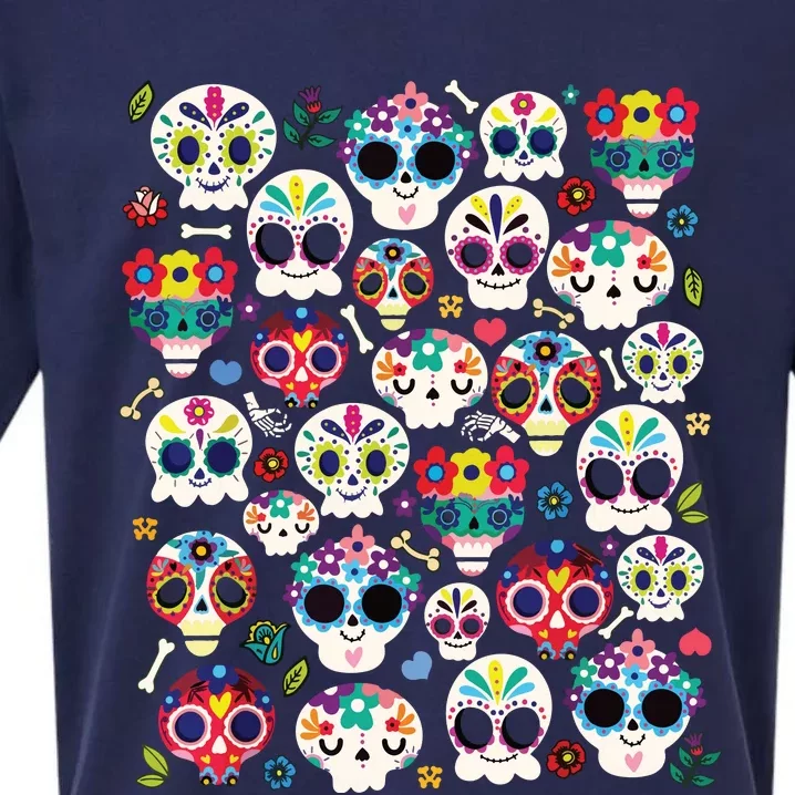 Sugar Skull Dia De Los Muertos Funny Day Of The Dead Sueded Cloud Jersey T-Shirt