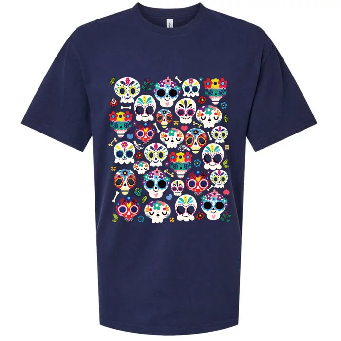 Sugar Skull Dia De Los Muertos Funny Day Of The Dead Sueded Cloud Jersey T-Shirt