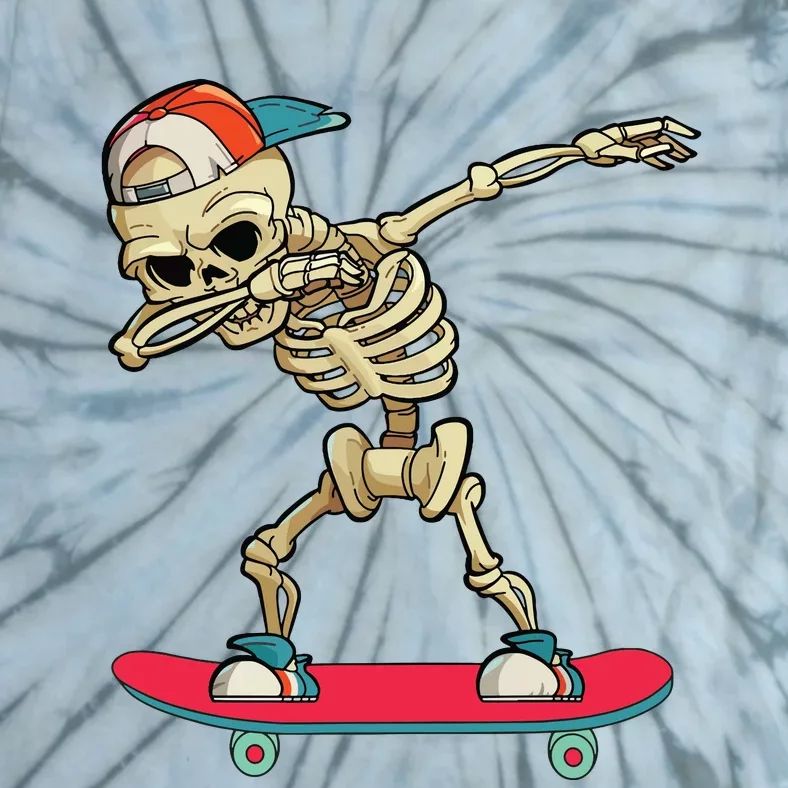 Skeleton Skateboard Dabbing Skate Skeleton Tie-Dye T-Shirt