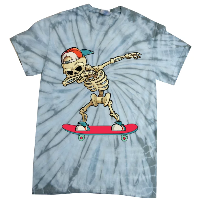 Skeleton Skateboard Dabbing Skate Skeleton Tie-Dye T-Shirt