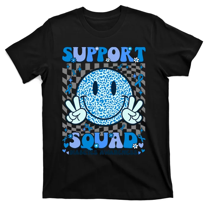 Support Squad Diabetes Awareness Blue Smile T1d Type 1 T-Shirt